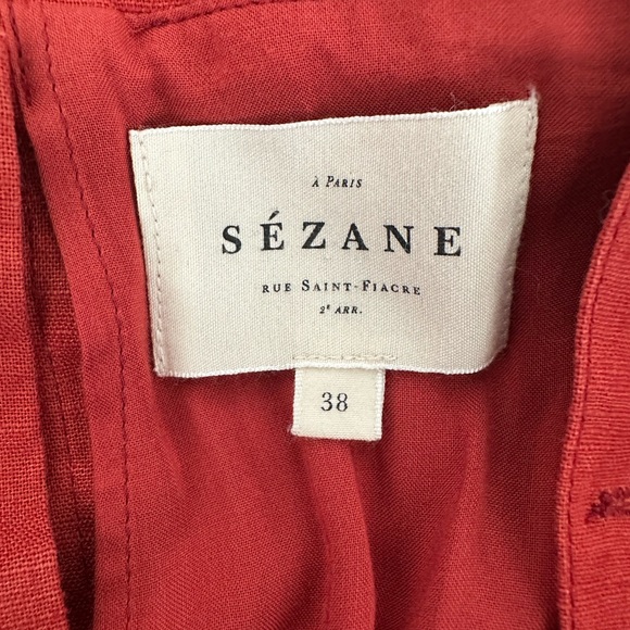 Sezane Isabella red rust terracotta linen dress 38 S/M 2019 - Picture 10 of 16